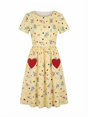 Lindy Bop Alice in Wonderland Brittany Dress Yellow Size US 8 / UK 12